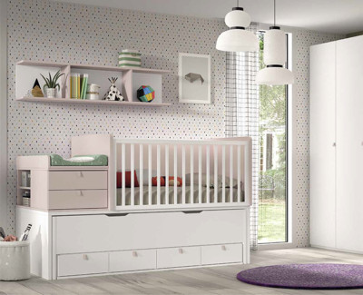 Babybett umwandelbar in Bett und Kinderschreibtisch