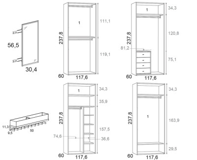 Kleiderschrank mit 8 Falttüren