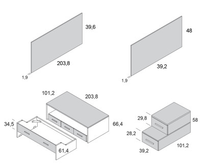 Ausziehbett mit 3 Schubladen und Treppe